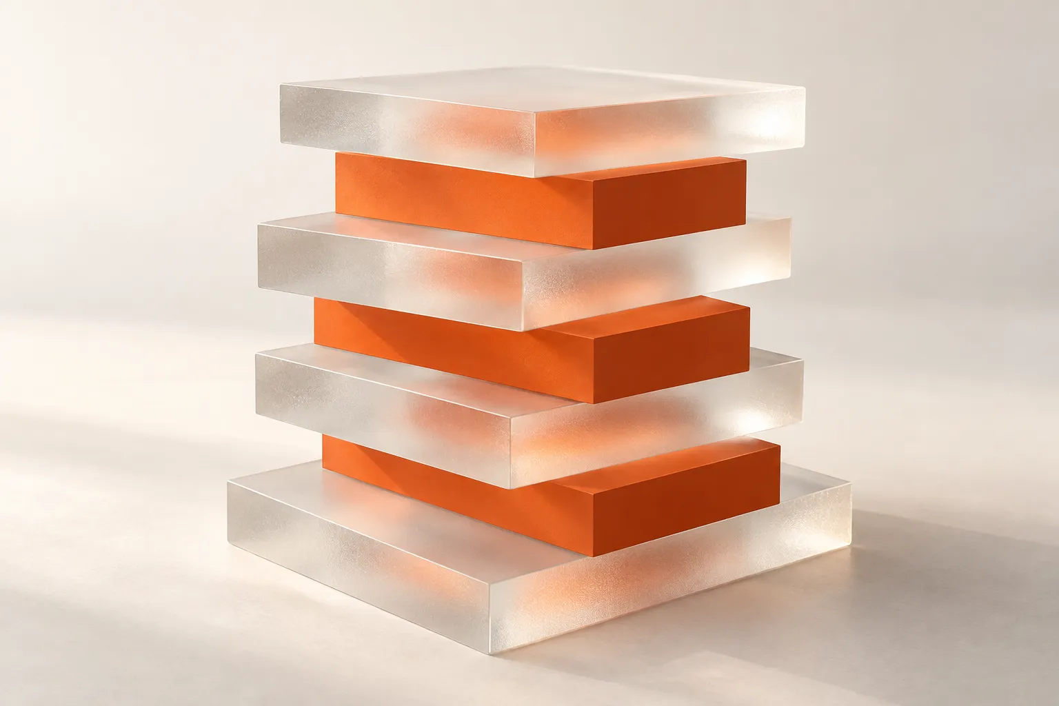 Sculptural layers representing an idea becoming a structured product