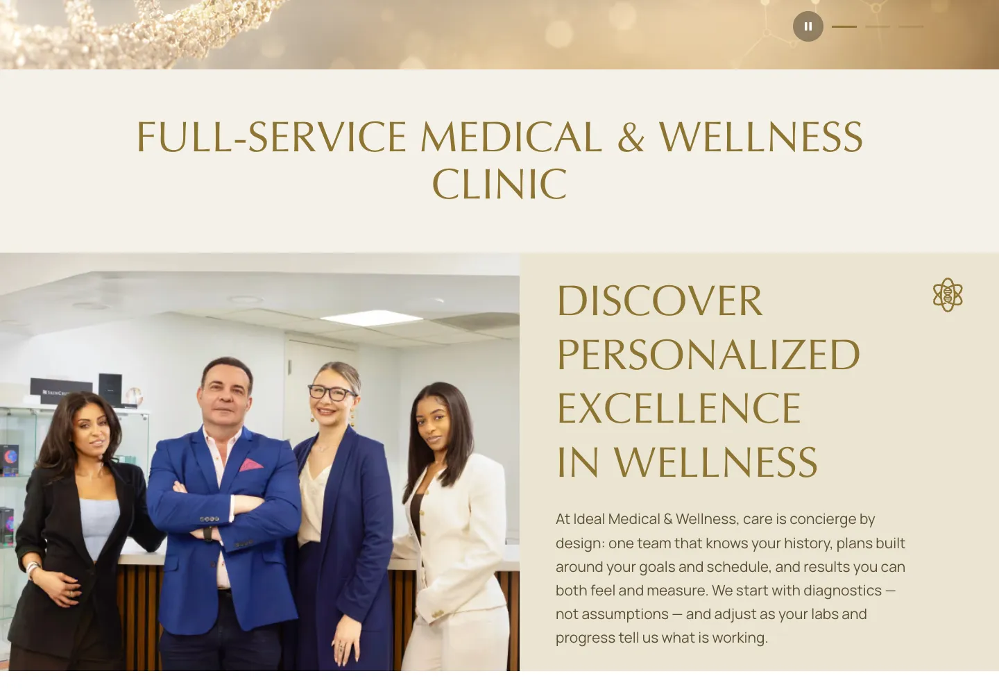 Ideal Medical & Wellness: a selected section of the desktop website