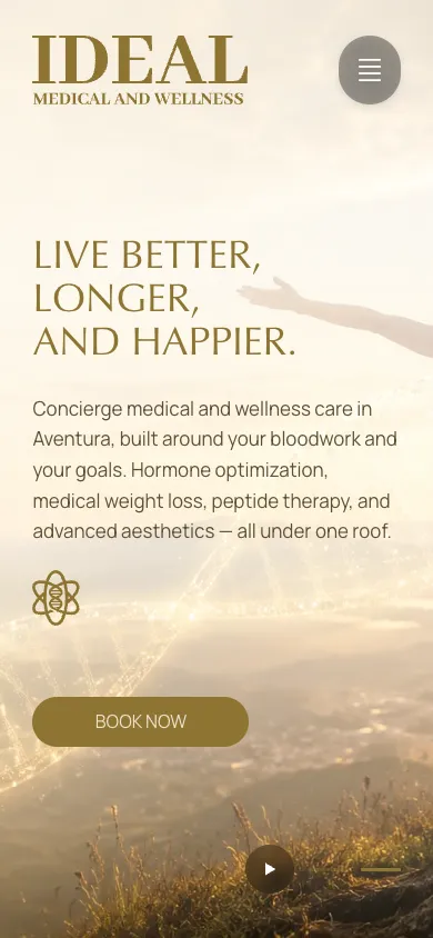 Mobile view of the Ideal Medical & Wellness website