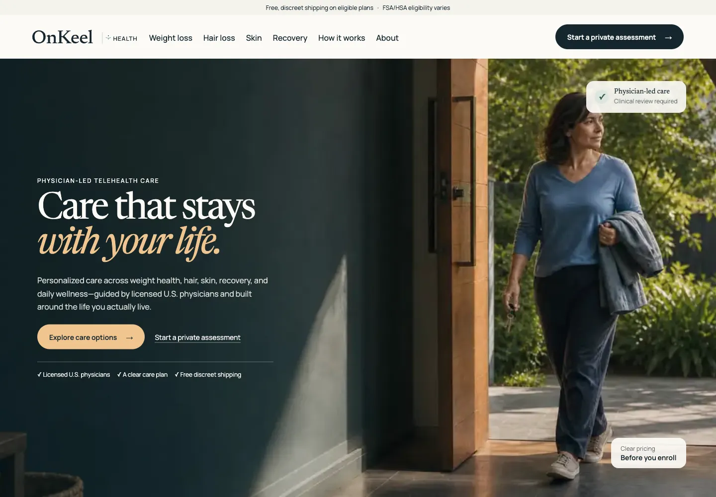 OnKeel Health: desktop homepage